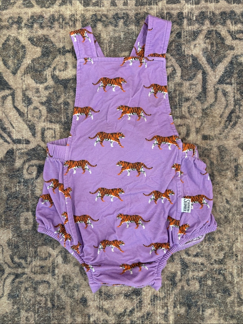 Purple Tiger Print Bamboo Baby One-Piece Romper